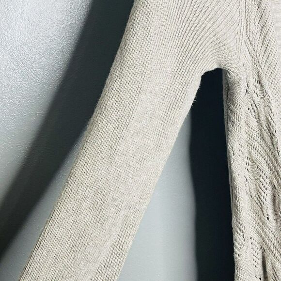 Matilda Jane size S tan open front crocheted sides cardigan oversized NWOT - Picture 3 of 8